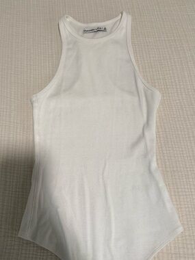Abercrombie & Fitch White Ribbed High-Neck Bodysuit